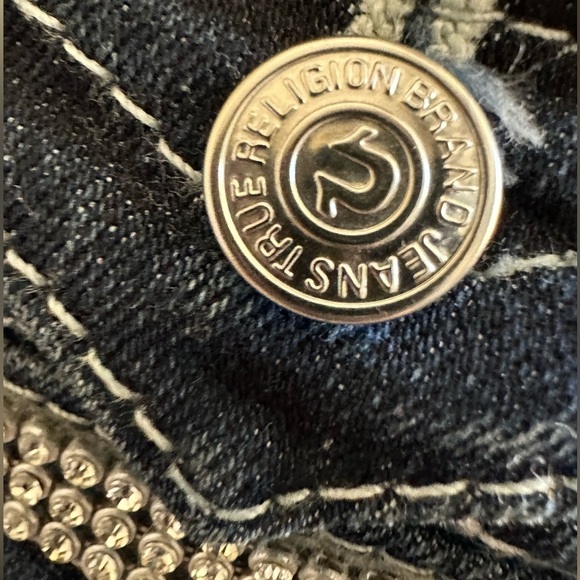 True Religion slim straight jeans with rhinestones - Picture 8 of 9